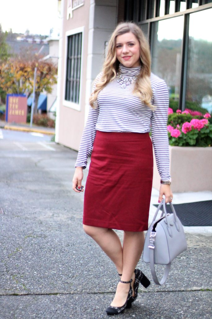 ways to wear burgundy - maroon outfit ideas - winter outfit ideas - winter work outfit