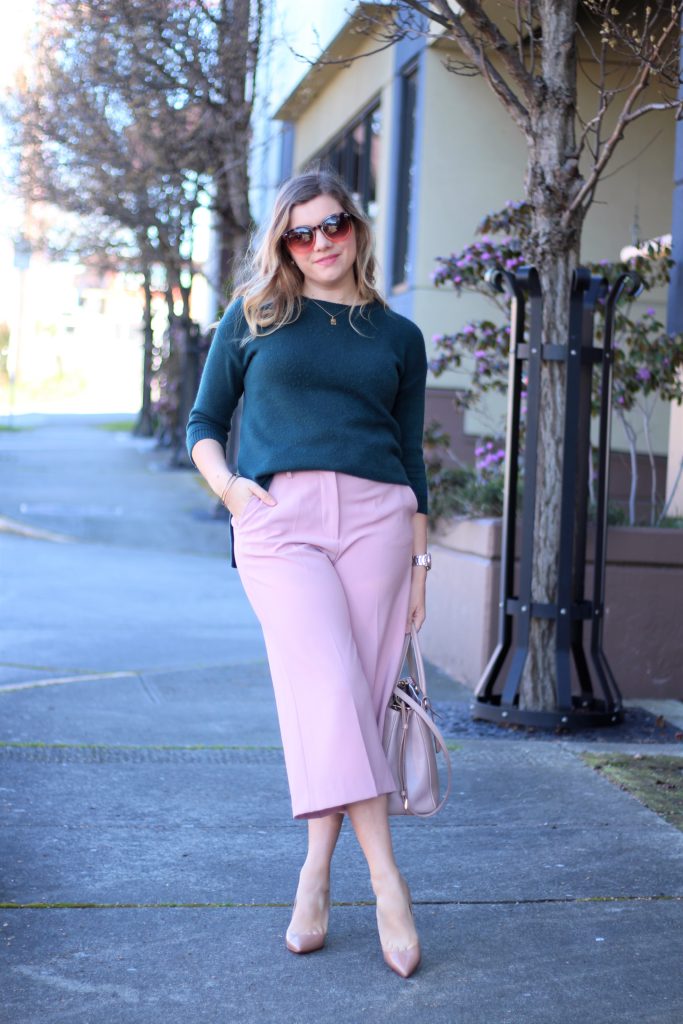 green and pink - easy spring work outfit - fun spring work wear - office spring style 