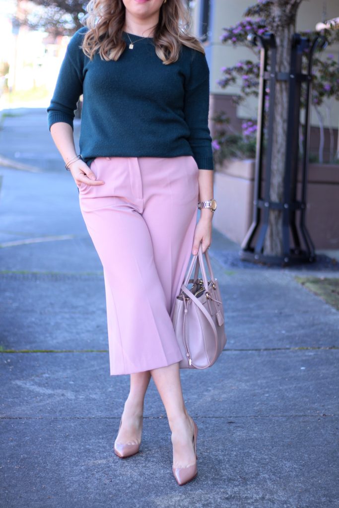 green and pink - easy spring work outfit - fun spring work wear - office spring style 