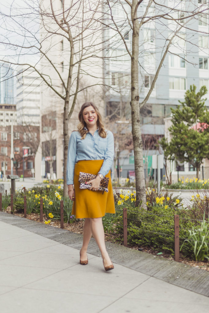 Ann Taylor outfit for work and weekend - ann taylor yellow skirt - yellow skirt outfit 