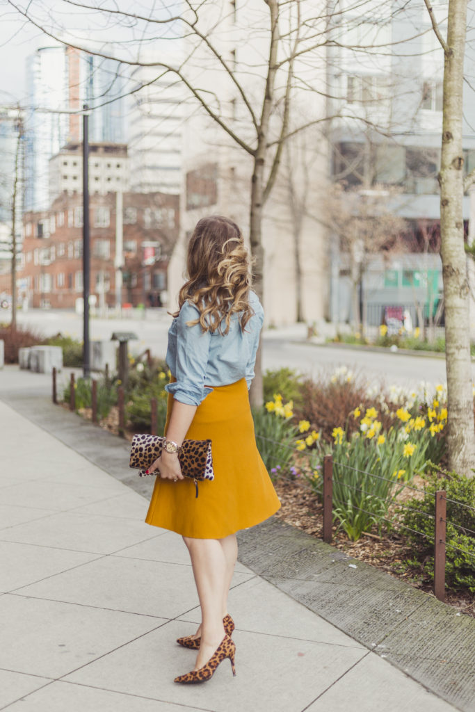 Ann Taylor outfit for work and weekend - ann taylor yellow skirt - yellow skirt outfit 