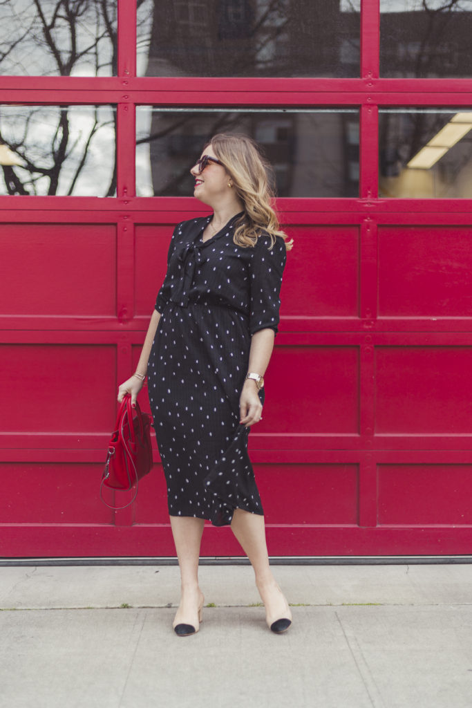 shop stevie polka dot dress - celine luggage nano - how to budget for shopping 