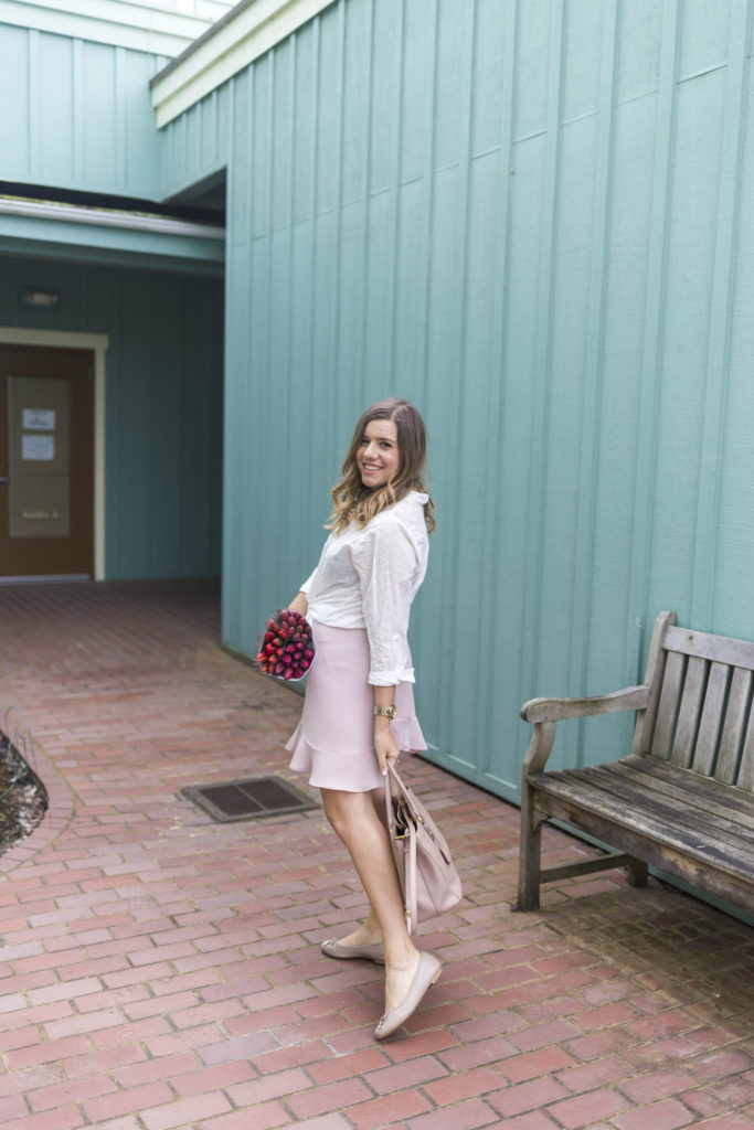 easy mothers day gift ideas - cheap mothers day gift ideas - j.crew pink skirt - eyelet button up