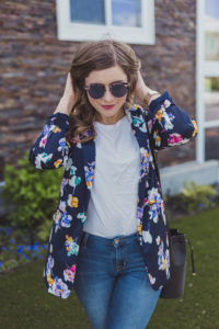 most comfortable heels - banana republic madison - green high heels - target floral blazer - how to wear a floral blazer
