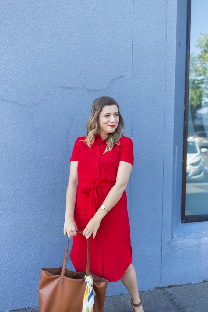 Rachel Parcell fourth of july - Rachel Parcell everyday dress - red shirtdress outfit - fourth of july outfit ideas - non cheesy fourth of july outfit 