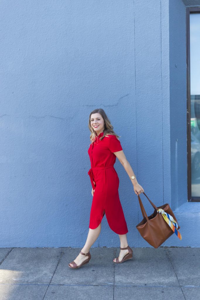 Rachel Parcell fourth of july - Rachel Parcell everyday dress - red shirtdress outfit - fourth of july outfit ideas - non cheesy fourth of july outfit 