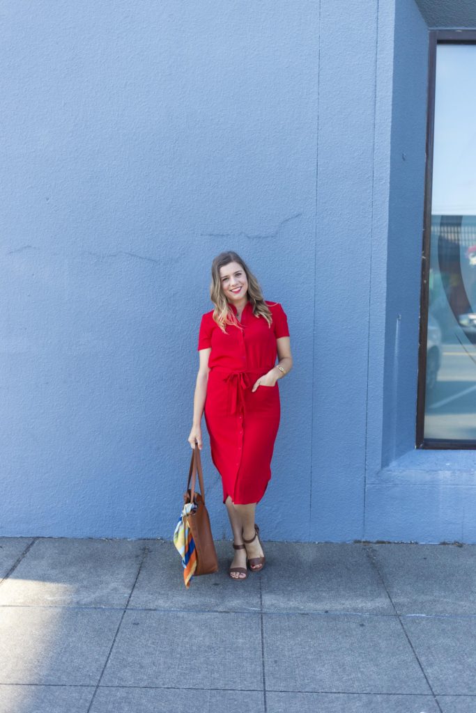 Rachel Parcell fourth of july - Rachel Parcell everyday dress - red shirtdress outfit - fourth of july outfit ideas - non cheesy fourth of july outfit 