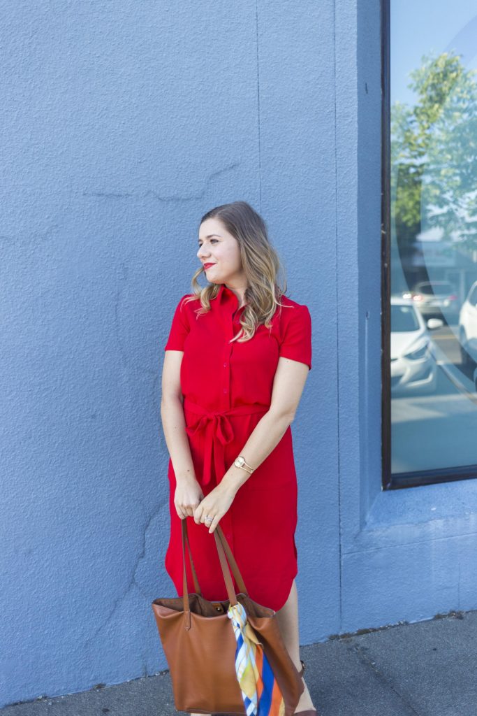 Rachel Parcell fourth of july - Rachel Parcell everyday dress - red shirtdress outfit - fourth of july outfit ideas - non cheesy fourth of july outfit 