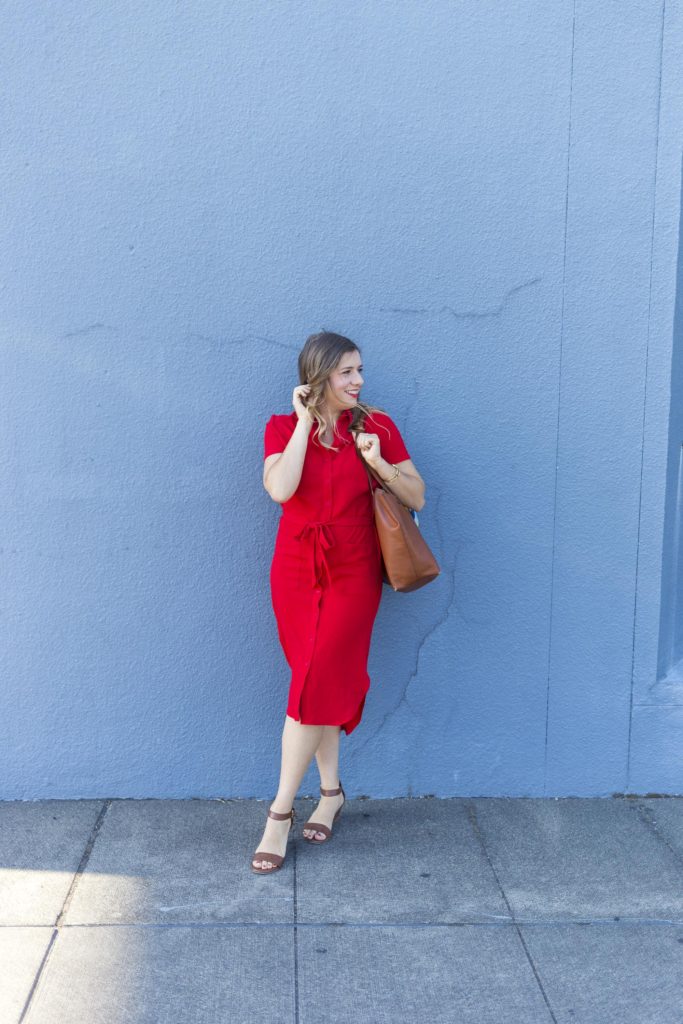 Rachel Parcell fourth of july - Rachel Parcell everyday dress - red shirtdress outfit - fourth of july outfit ideas - non cheesy fourth of july outfit 