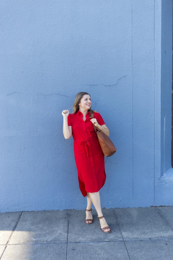 Rachel Parcell fourth of july - Rachel Parcell everyday dress - red shirtdress outfit - fourth of july outfit ideas - non cheesy fourth of july outfit 