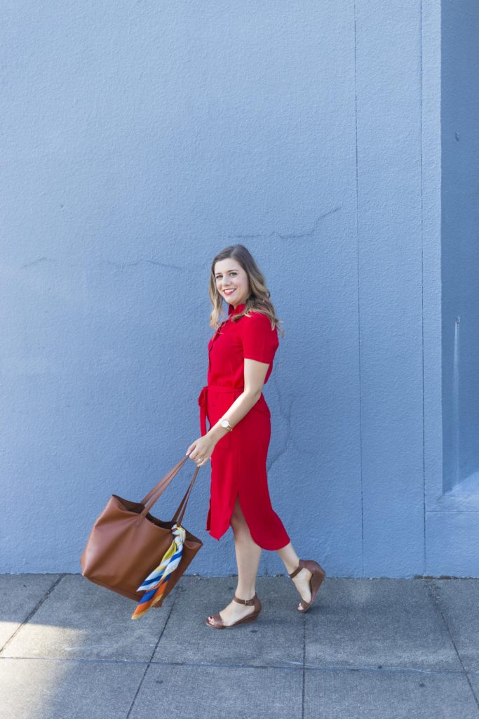 Rachel Parcell fourth of july - Rachel Parcell everyday dress - red shirtdress outfit - fourth of july outfit ideas - non cheesy fourth of july outfit