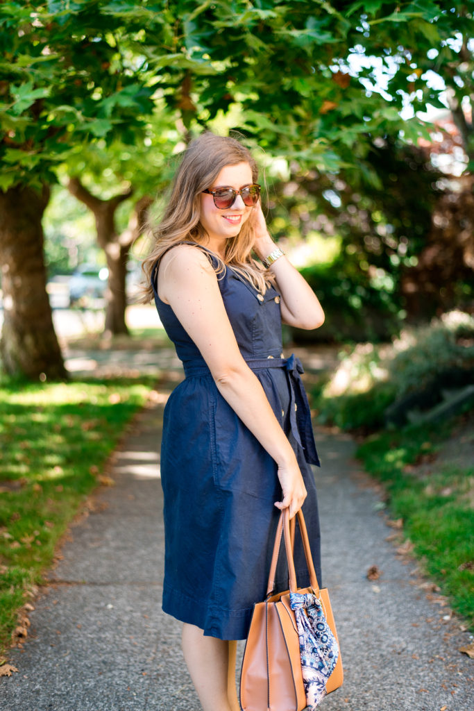 Ladylike in summer - seattle style bloggers - trench dress outfit ideas - London Fog handbag