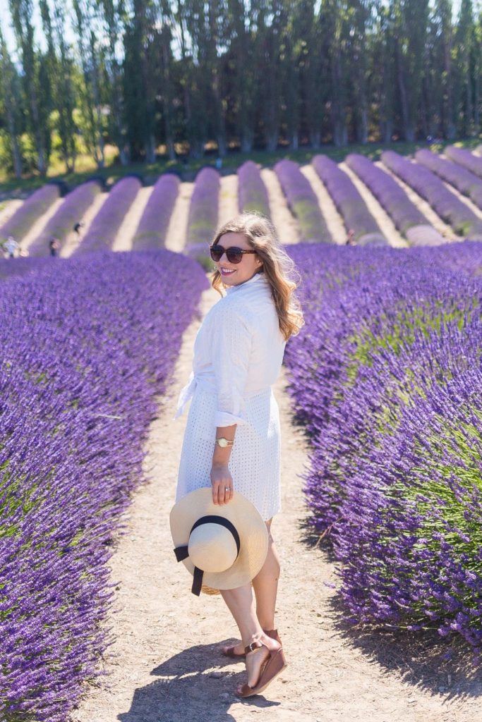 lavender festival - summer to do list - all white after Labor Day - all white summer outfit - feminine summer outfit idea - how to wear a dress as a skirt - Sequim Lavender Festival