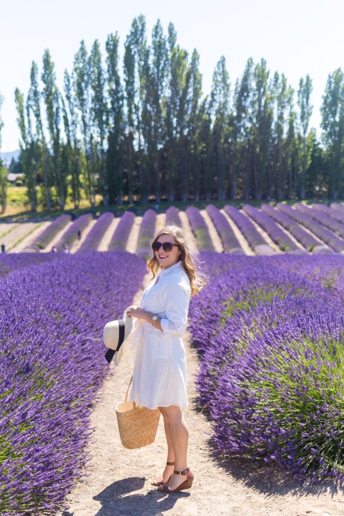 lavender festival - summer to do list - all white after Labor Day - all white summer outfit - feminine summer outfit idea - how to wear a dress as a skirt - Sequim Lavender Festival