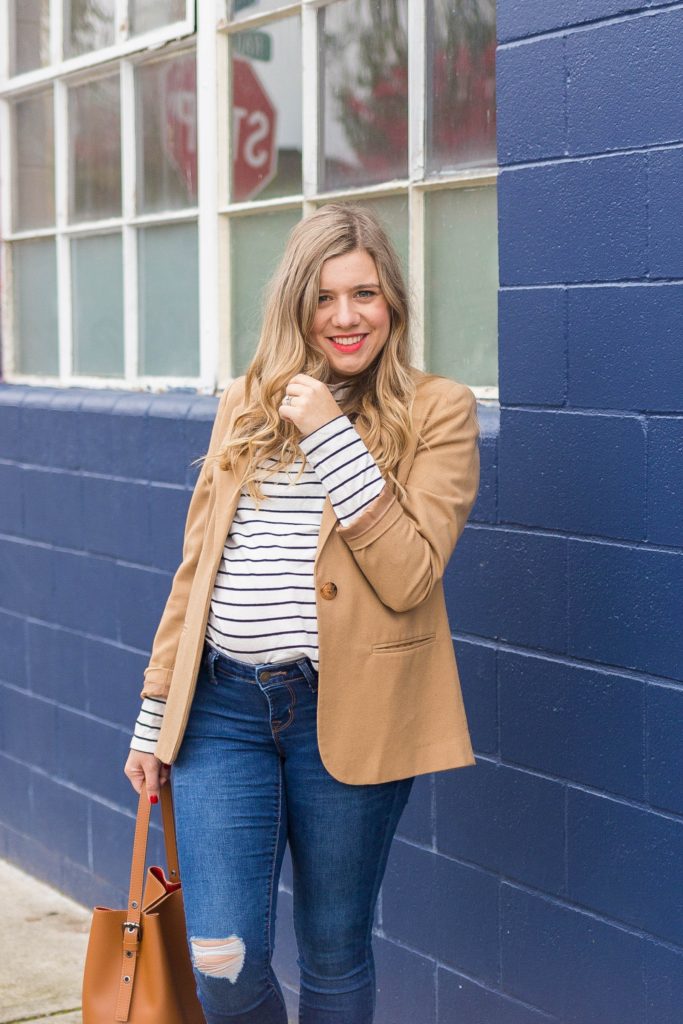 classic style staples - timeless style staples - easy polished look - dressed up casual - old navy maternity jeans - leopard print high heels - cute fall maternity