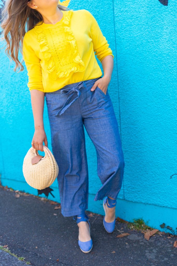 july no shopping challenge - j.crew factory chambray pants - Northwest Blonde - Seattle style blog