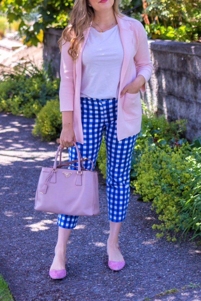 how to wear gingham pants 2 ways - boden richmond 78 pants - j.crew sophie sweater blazer - Northwest Blonde - Seattle style blog