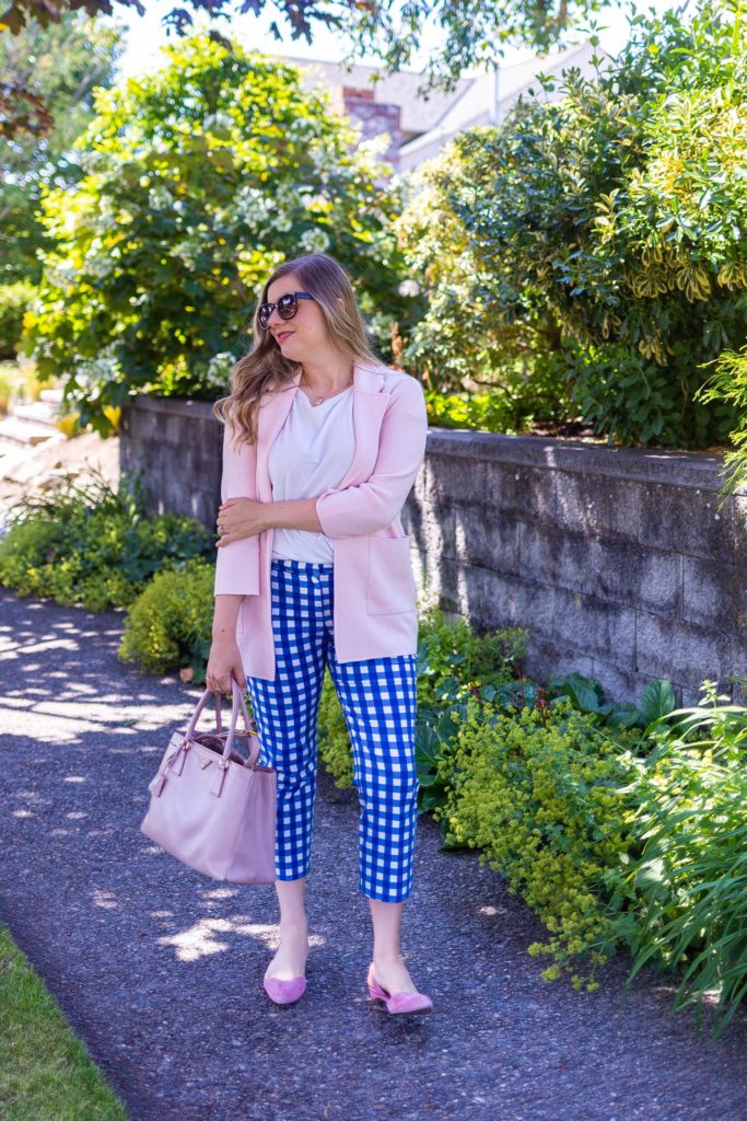 how to wear gingham pants 2 ways - boden richmond 78 pants - j.crew sophie sweater blazer - Northwest Blonde - Seattle style blog