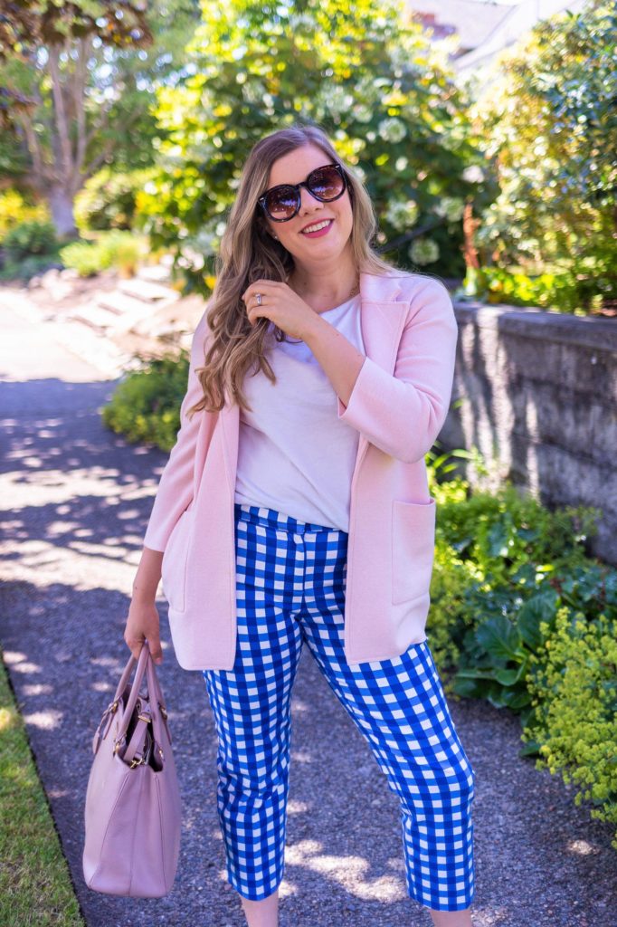 how to wear gingham pants 2 ways - boden richmond 78 pants - j.crew sophie sweater blazer - Northwest Blonde - Seattle style blog 