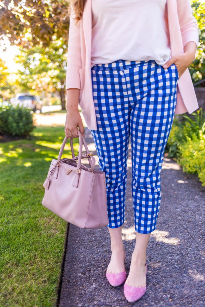 how to wear gingham pants 2 ways - boden richmond 78 pants - j.crew sophie sweater blazer - Northwest Blonde - Seattle style blog 