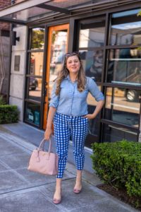 how to wear gingham pants 2 ways - boden richmond 78 pants - j.crew sophie sweater blazer - Northwest Blonde - Seattle style blog