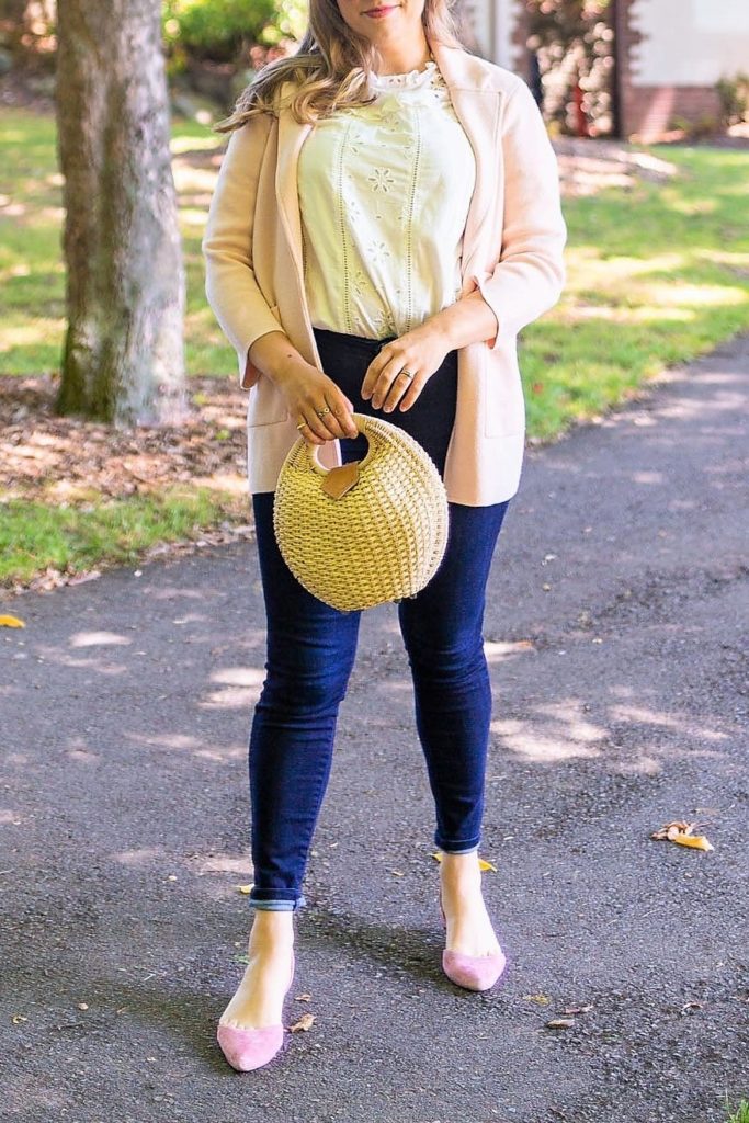 j.crew eyelet shirt - j.jill denim leggings - cute mom outfit - sling back flats - Northwest Blonde - Seattle style blog 