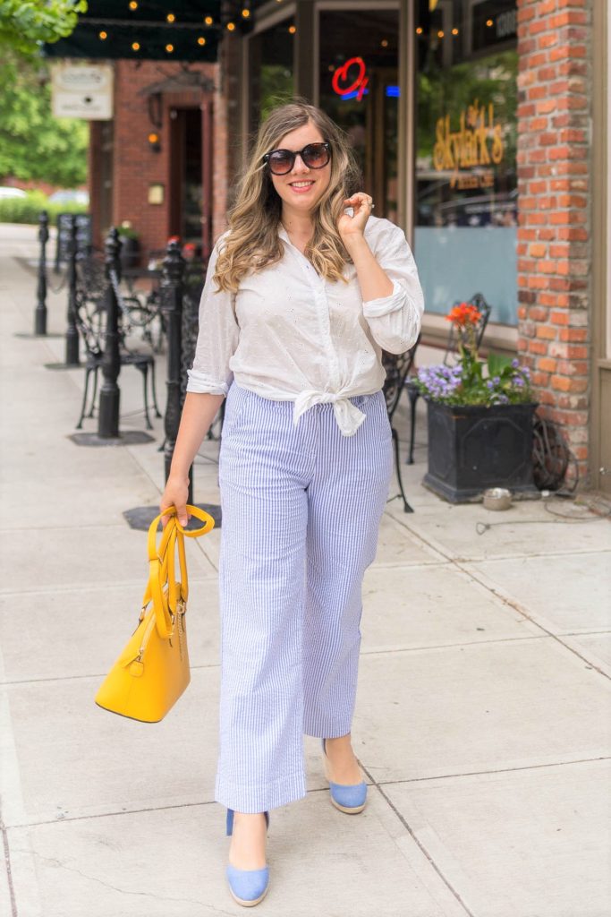 seersucker pants - vineyard vines womens pants - old navy wedges - old navy espadrille wedges - chambray espadrille - Northwest Blonde - Seattle style blog 