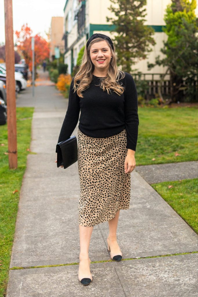 how to wear a leopard print midi skirt - sanctuary everyday midi skirt - how to dress up in the winter - Northwest Blonde 