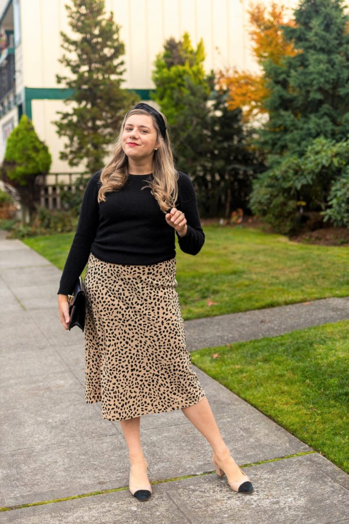 how to wear a leopard print midi skirt - sanctuary everyday midi skirt - how to dress up in the winter - Northwest Blonde 