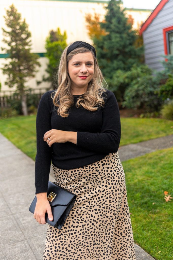 how to wear a leopard print midi skirt - sanctuary everyday midi skirt - how to dress up in the winter - Northwest Blonde 