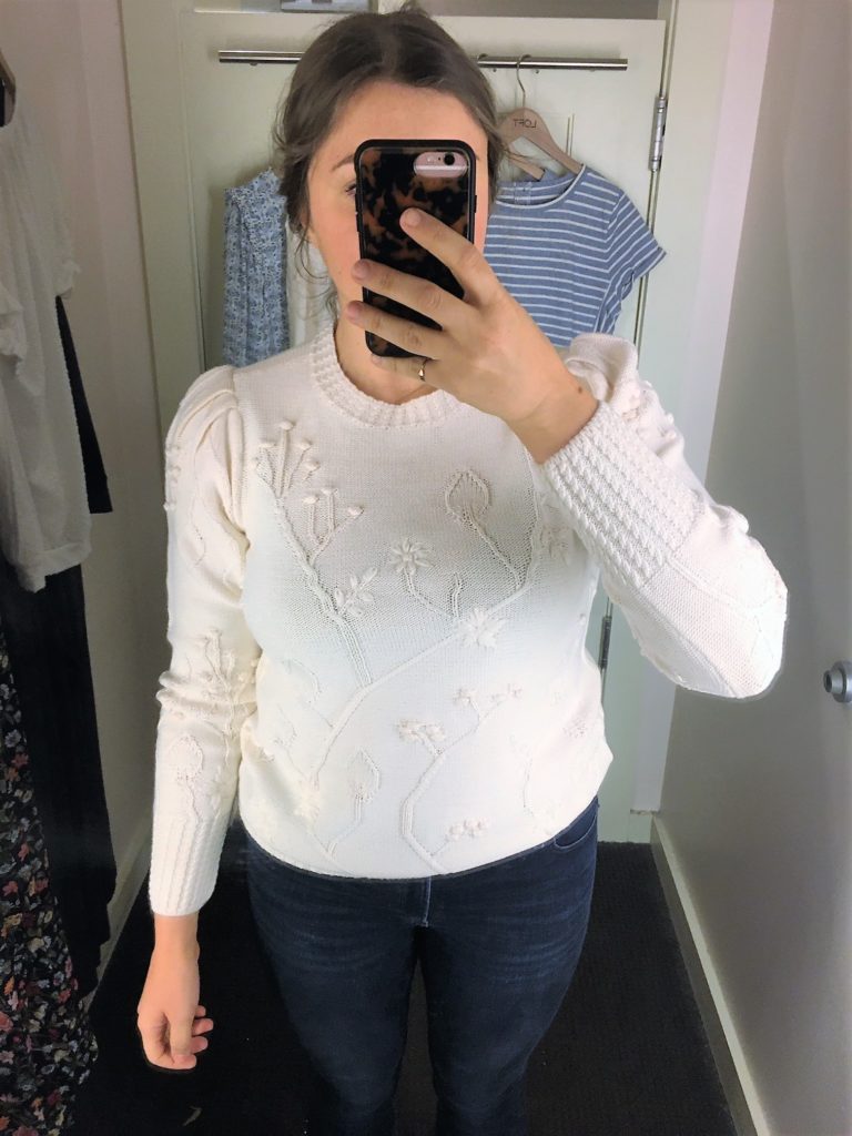 loft spring sale - loft white floral sweater - northwest blonde