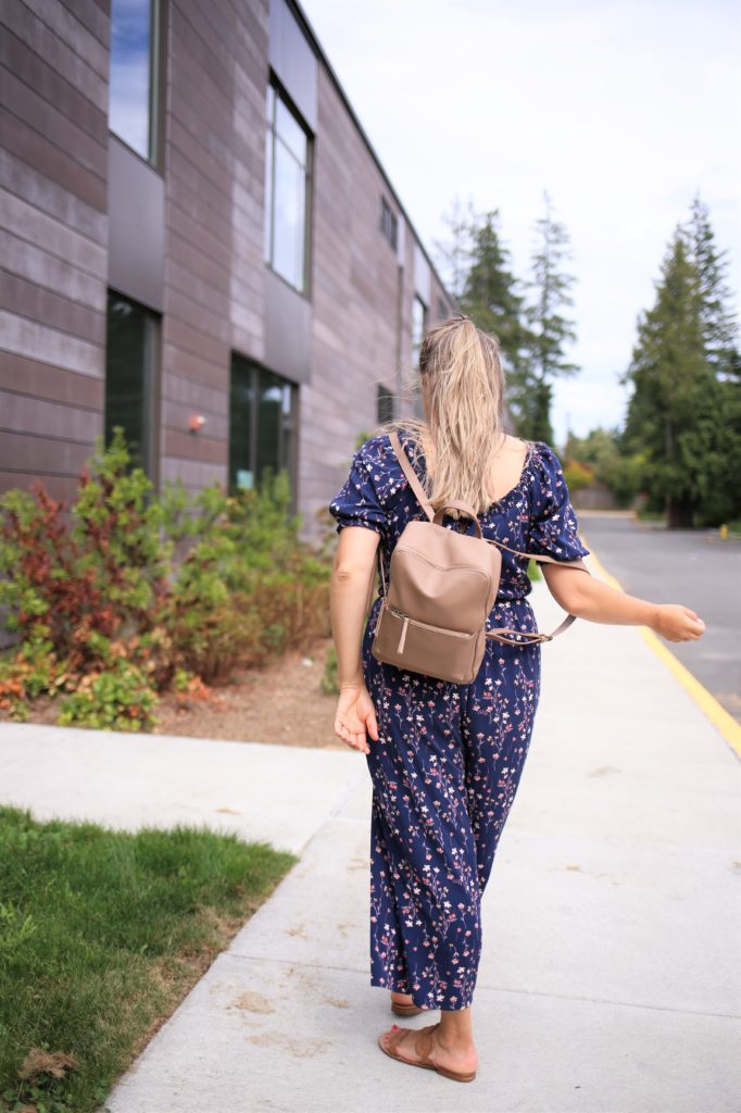 If you're looking for an affordable small backpack, this $25 backpack from Target is a great cheap option. It's the perfect size to be a toddler diaper bag without looking childish. It's actually quite stylish and minimalist as a diaper bag. I use this cheap backpack as a diaper bag for my toddler because it fits everything we need for a day out and about. #toddlerlife #toddlermom #targetstyle 