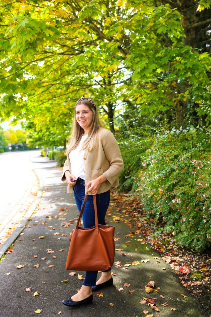 This J.Crew chunky cardigan is a great addition to your fall wardrobe. You can wear it with jeans and a tee shirt for an easy fall outfit or over a dress for a dressed up fall outfit. It's the perfect cropped cozy cardigan for fall #fallfashion #falloutfit