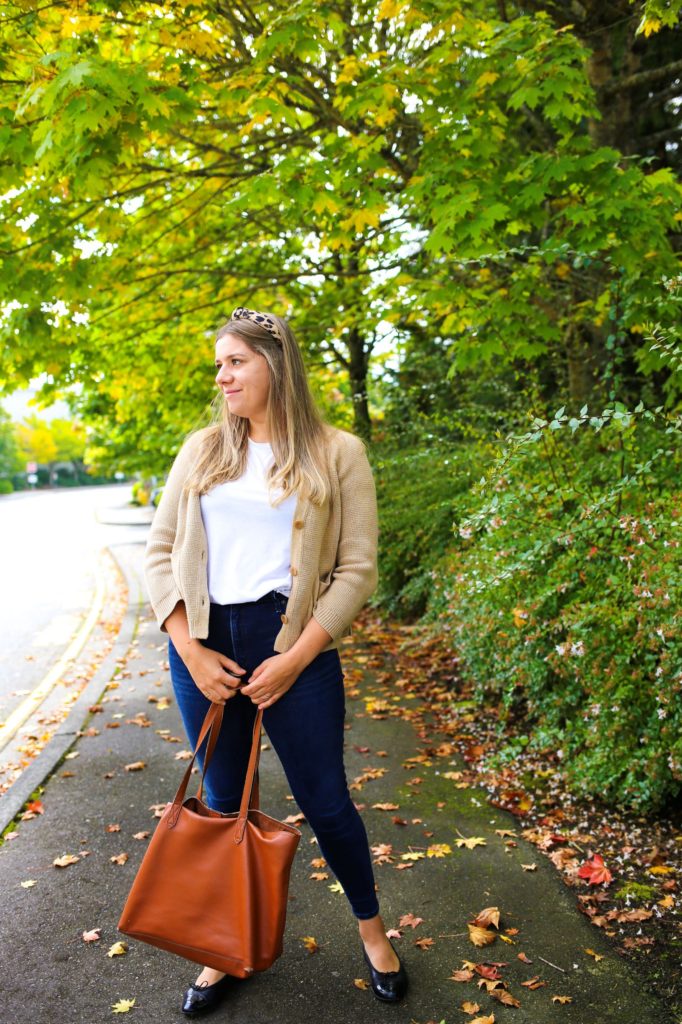 This J.Crew chunky cardigan is a great addition to your fall wardrobe. You can wear it with jeans and a tee shirt for an easy fall outfit or over a dress for a dressed up fall outfit. It's the perfect cropped cozy cardigan for fall #fallfashion #falloutfit