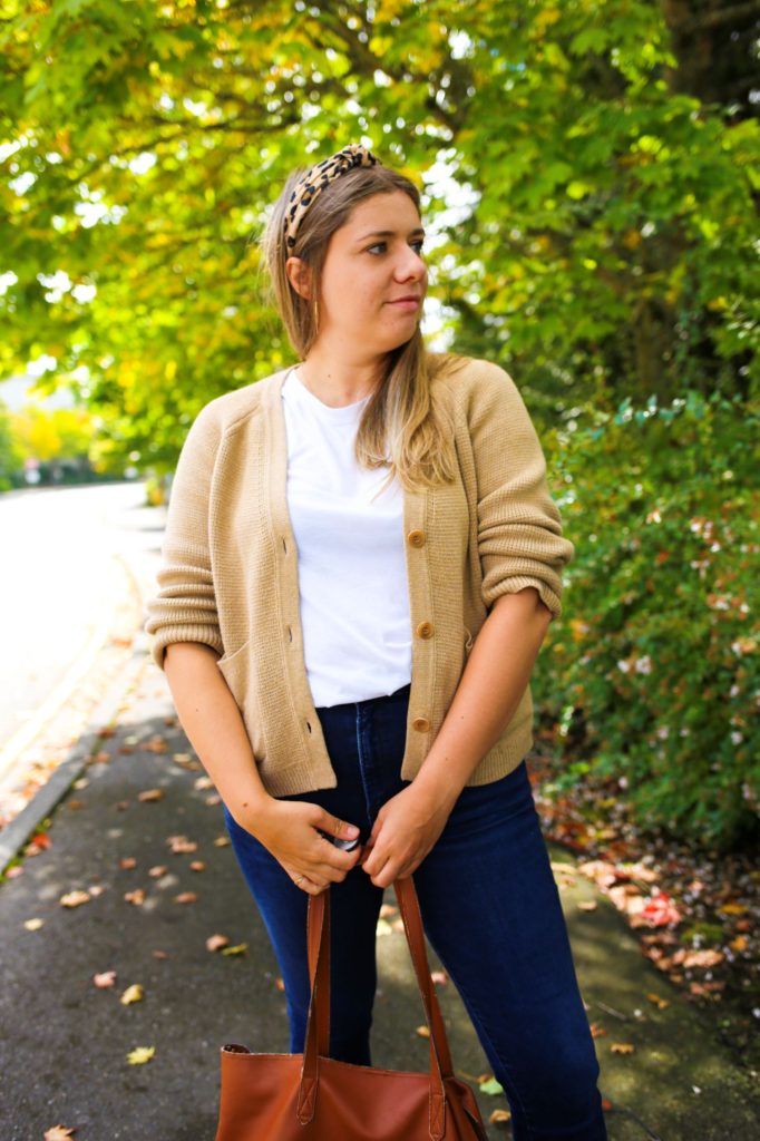 This J.Crew chunky cardigan is a great addition to your fall wardrobe. You can wear it with jeans and a tee shirt for an easy fall outfit or over a dress for a dressed up fall outfit. It's the perfect cropped cozy cardigan for fall #fallfashion #falloutfit