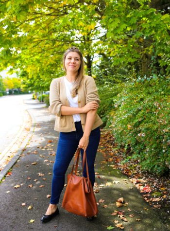 This J.Crew chunky cardigan is a great addition to your fall wardrobe. You can wear it with jeans and a tee shirt for an easy fall outfit or over a dress for a dressed up fall outfit. It's the perfect cropped cozy cardigan for fall #fallfashion #falloutfit